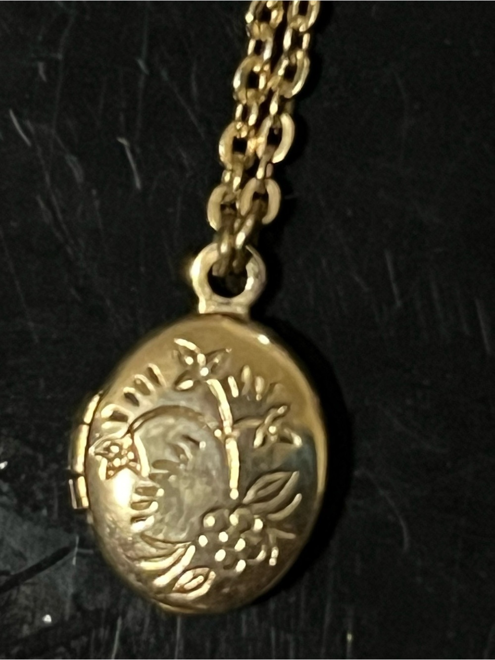 Vintage 1928 Jewelry Company Gold-Tone Oval Locket Necklace With Barrel Clasp